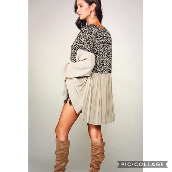 SALE!! Cute & Comfy! Taupe Top w/Animal Print - Picture 2 of 4